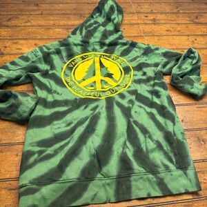 Vans Tie Dye Hoodie Peace Sign Outdoor Graphic Sweatshirt Men Small Green Black